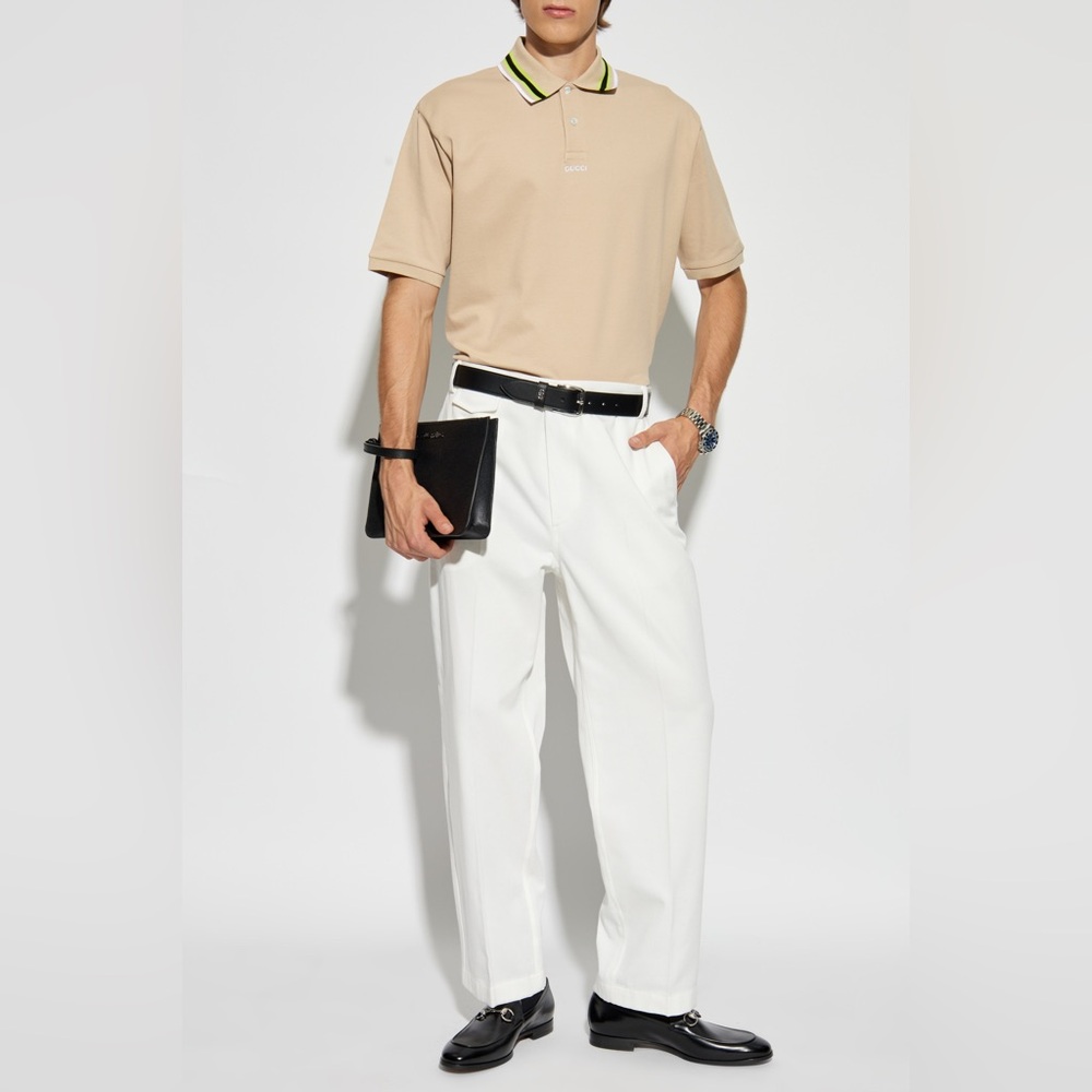 gucci white woven cotton pants